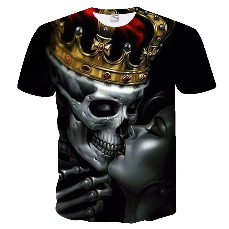 

2018 new Tshirt New Fashion Men's Print lovers Crown Skulls 3D T-shirt Black T Shirts Man Hiphop Streetwear O Neck Tee Shirts