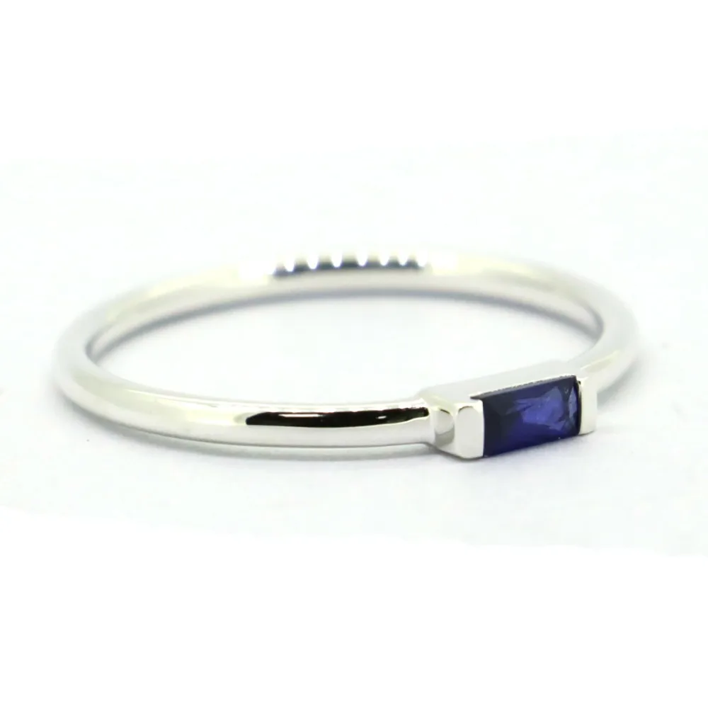 Женская мода ювелирные изделия синий CZ подлинное 925 пробы Серебряное кольцо, штабелируемые кольца