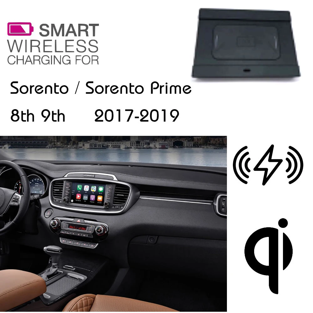 

For KIA QI Wireless charging Hidden Wireless charger Phone Holder Storage For Sorento Prime 8th 9th 2017-2019
