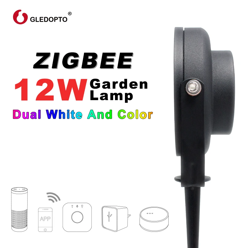 GLEDOPTO ZIGBEE light link LED garden lamp outdoor light 12W RGB CCT warm white AC110-240V work with Amazon alexa echo ZIGBEE3.0