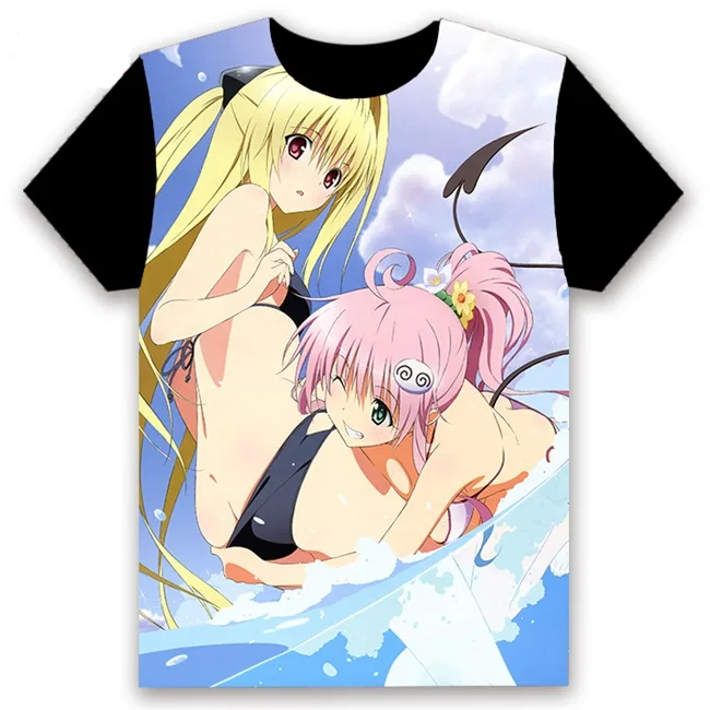 Модная мужская футболка аниме To LOVE Ru Eve Микан Юки тьма Косплей короткий рукав Повседневная Черная футболка топы Летняя забавная рубашка - Цвет: 1