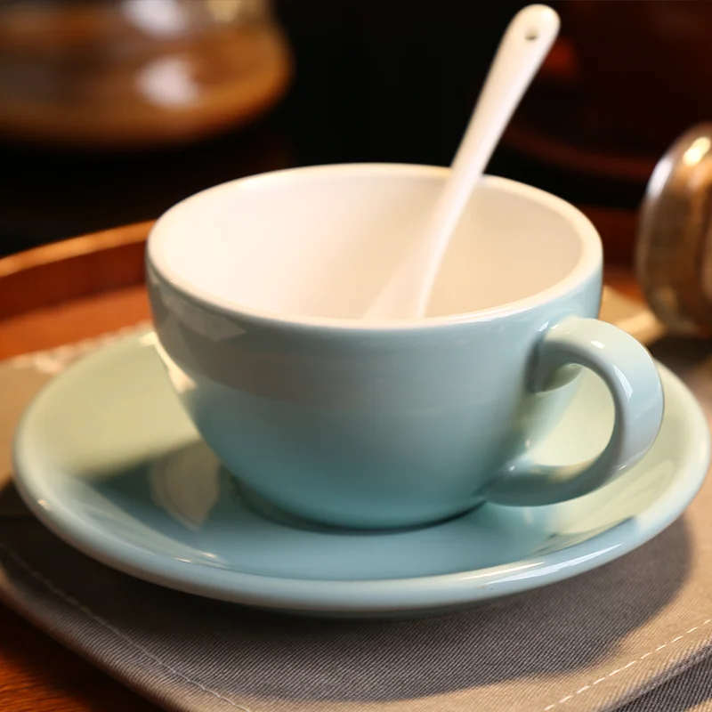 

European Coffee Cappuccino 200ml Latte Cup and Plate SCAASCAE New Postal Glazed Ceramics