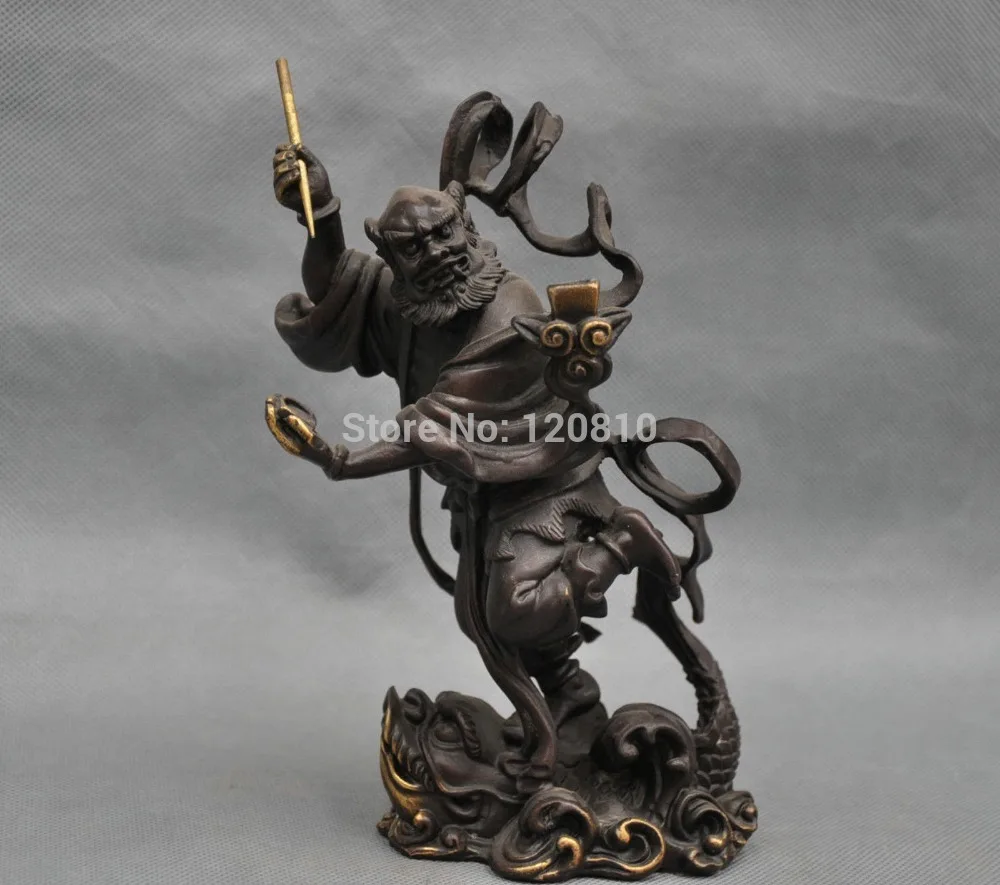 

8'' China Folk Magistrate Of Hell Death God Ride Beast Bronze Statue