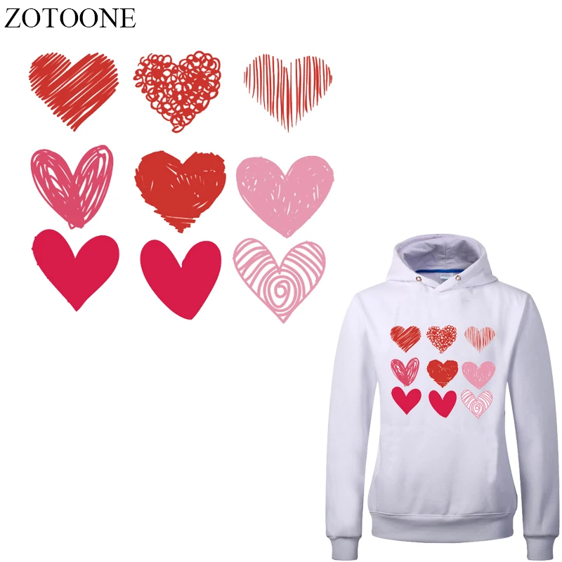 ZOTOONE 9 шт./компл. виниловые наклейки с сердечками для одежды DIY Футболка аппликации