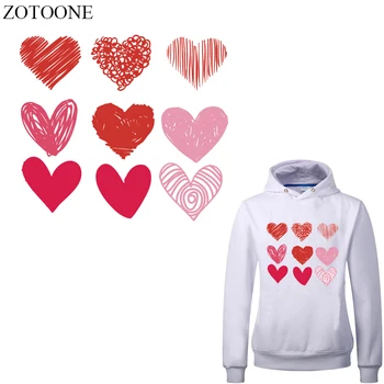 

ZOTOONE 9Pcs/set Heart Patch Heat Transfer Vinyl Stickers for Clothing DIY T-shirt Appliques Stripes on Clothes Thermal Press