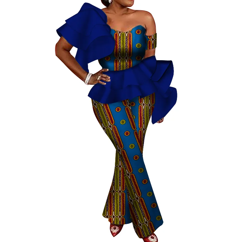 Африка брюки наборы для женщин новые весенние Дашики укороченный топ и брюки Африка одежда Базен размера плюс африканская одежда WY4124