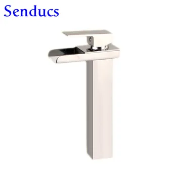 

Free shipping senducs brass bathroom waterfall faucet with polished chrome bathroom basin faucet of hot cold sink water faucet