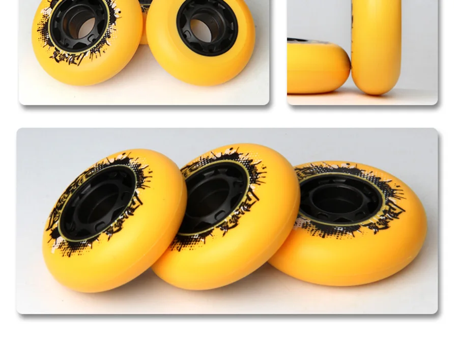 Papaya Inline Skate Wheels Resistant 92A Slalom Sliding FSK 72 76 80mm Yellow 