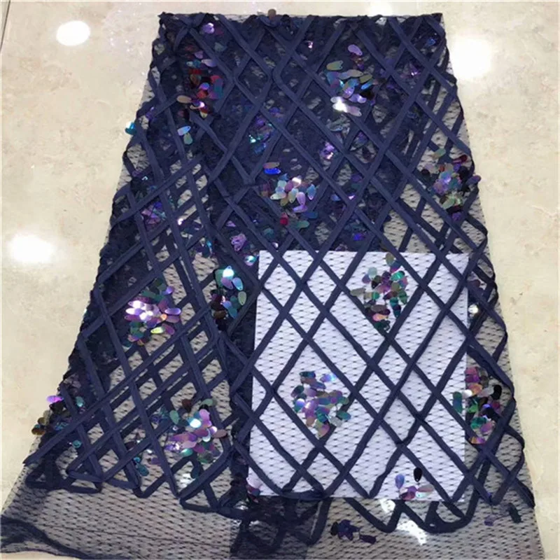 

French Net Lace Fabric 2019 Latest African Guipure Lace Fabric With Embroidery Mesh Tulle Colorful Sequins Lace Fabric