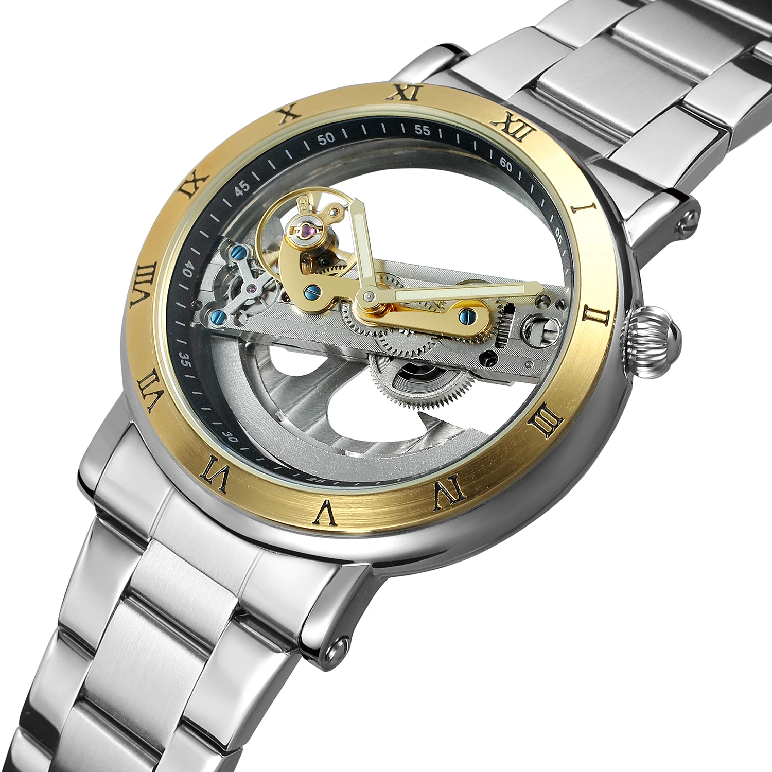 

Forsining Men Automatic Mechanical Watches Top Brand Luxury Waterproof Watch Skeleton Transparent Sport Male Wristwatch