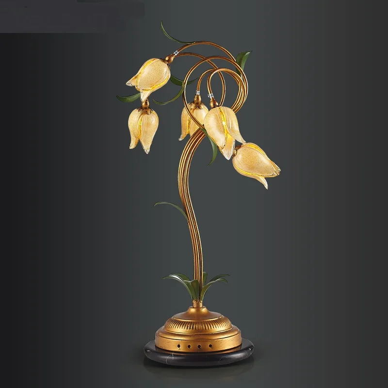 

American style garden table lamp retro personality romantic flowers European living room bedroom study lightin lamps ZA ZL376