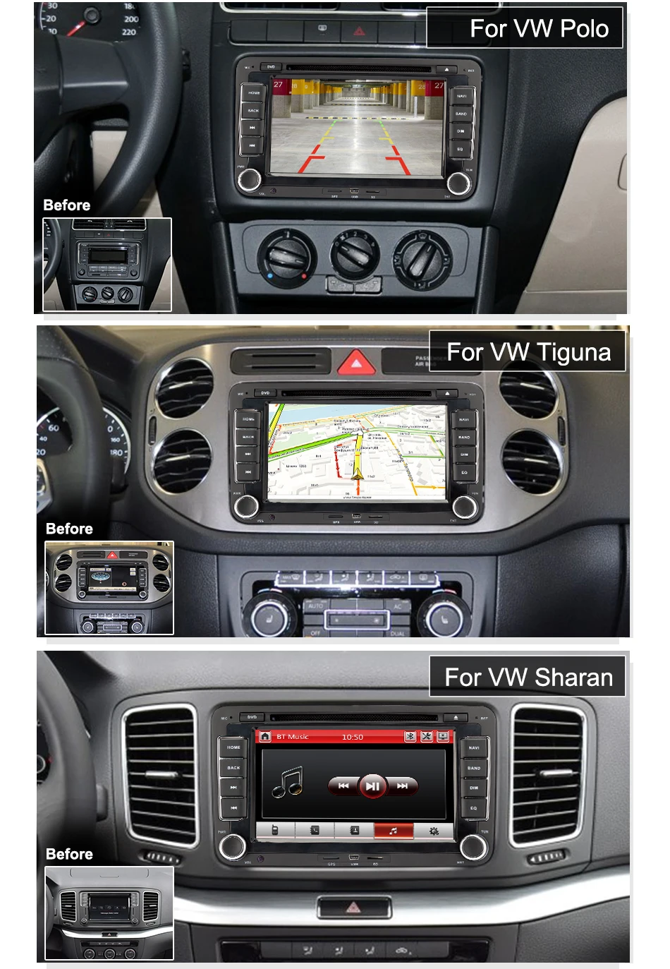 Best Eunavi 7" 2din Car DVD for VW POLO GOLF 5 6 POLO PASSAT B6 CC JETTA TIGUAN TOURAN EOS SHARAN SCIROCCO CADDY with GPS Navi canbus 1