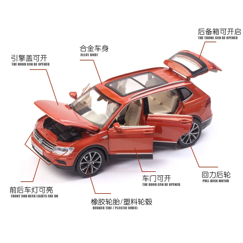 Литье под давлением 1/32 модель автомобиля SUV TiguanL Имитационные машины из сплавов Игрушки для мальчиков подарки для детей Детские транспортные средства для мальчиков