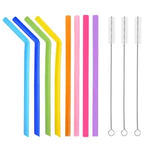 8 шт./компл. повторное использование силиконовые соломинки дома многоразовые Экологически чистые питьевые соломинки с чистящими щетками бар аксессуары