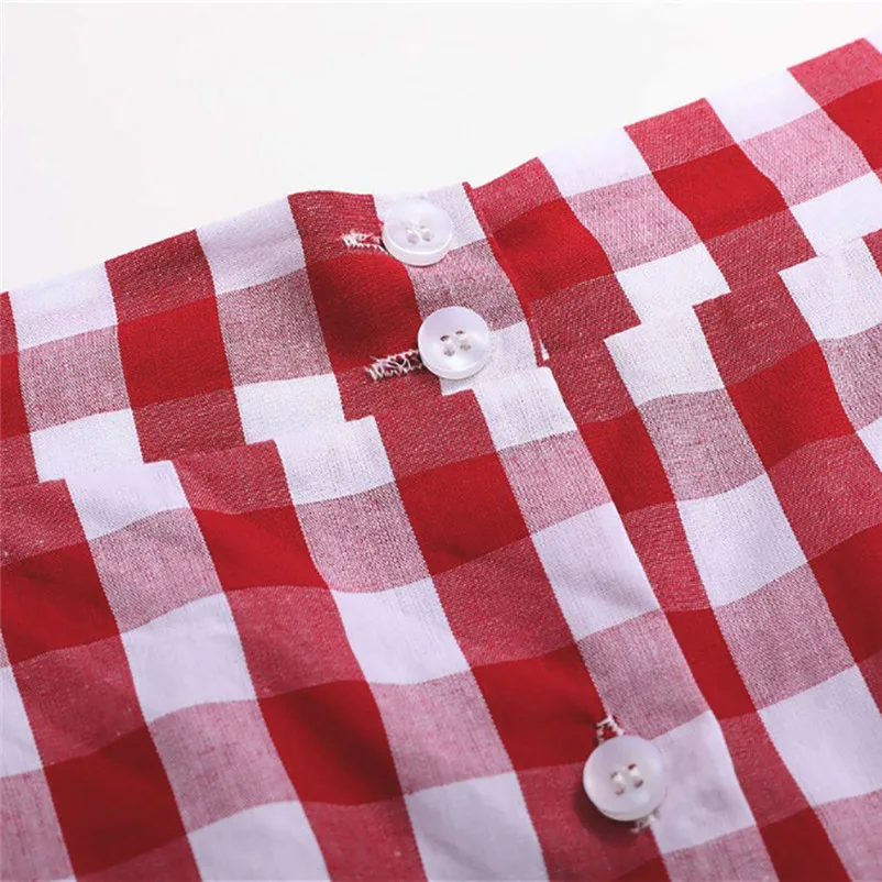 New Fashion 2018 Summer style skirts womens Plaid Casual Ruffled Button Party Slit High Waist Mid-Calf Skirt Femme Saia Y18#N (8)