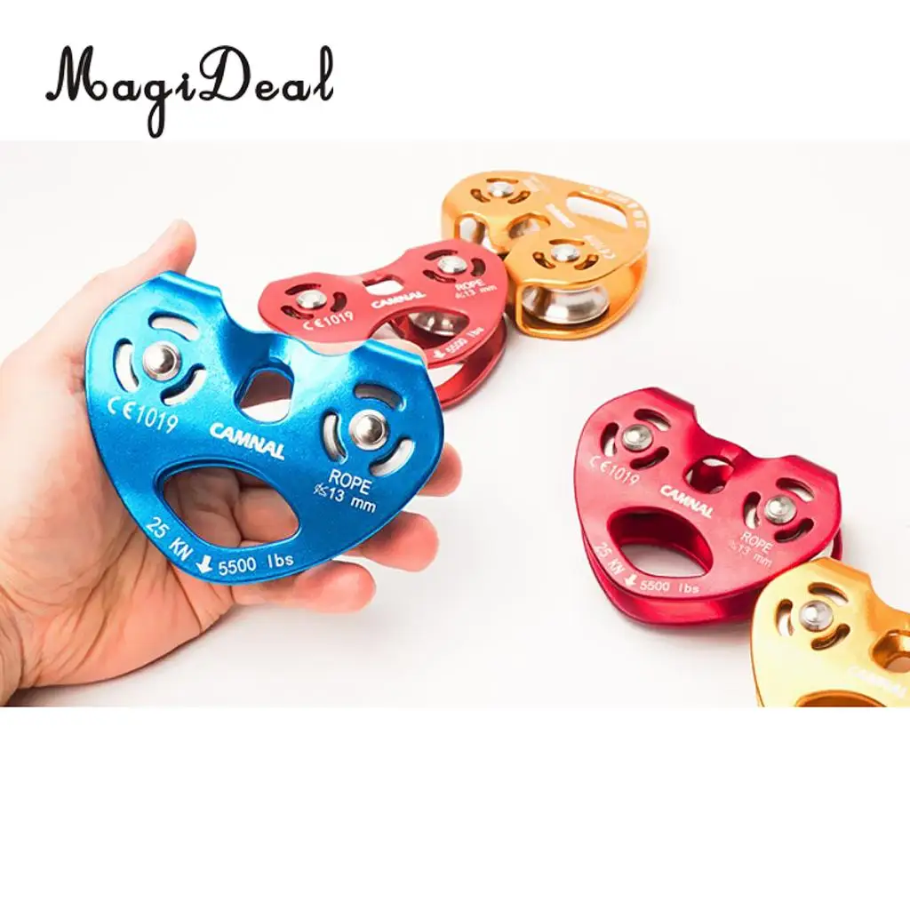 

2pcs 25KN Rock Climbing Rescue Double Pulley Speed Cable Trolley Safety Hardware Outdoors