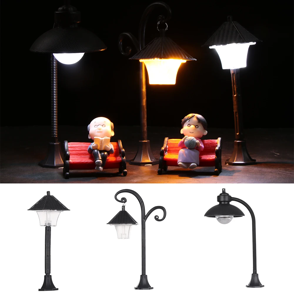 

1PC Resin Craft Home Decor Micro Landscape Bonsai Ornament Street Lamp Figurine Streetlight Miniatures Road Light Model