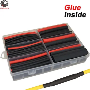 

130 pcs 3:1 Dual Wall Adhesive Heat Shrink Tube Tubing Cable Sleeve Tube Assortment Sleeving Wrap Wire Car Electrical Cable Tube