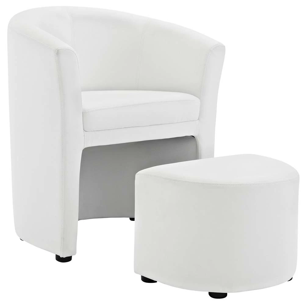 White Divulge Armchair and Ottoman