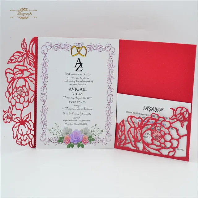 morden design elegant pocket fold invitations new arrives 2018 in