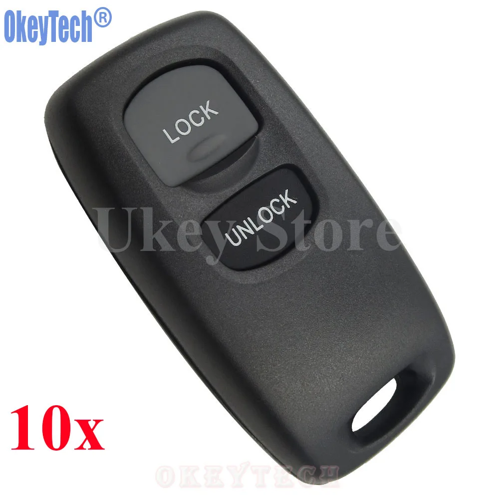 

OkeyTech 10PCS/LOT 2 Buttons Car Remote Key Case Shell For Mazda 2 3 6 323 626 Blank Replacement Keyless Entry Fob Cover No Chip
