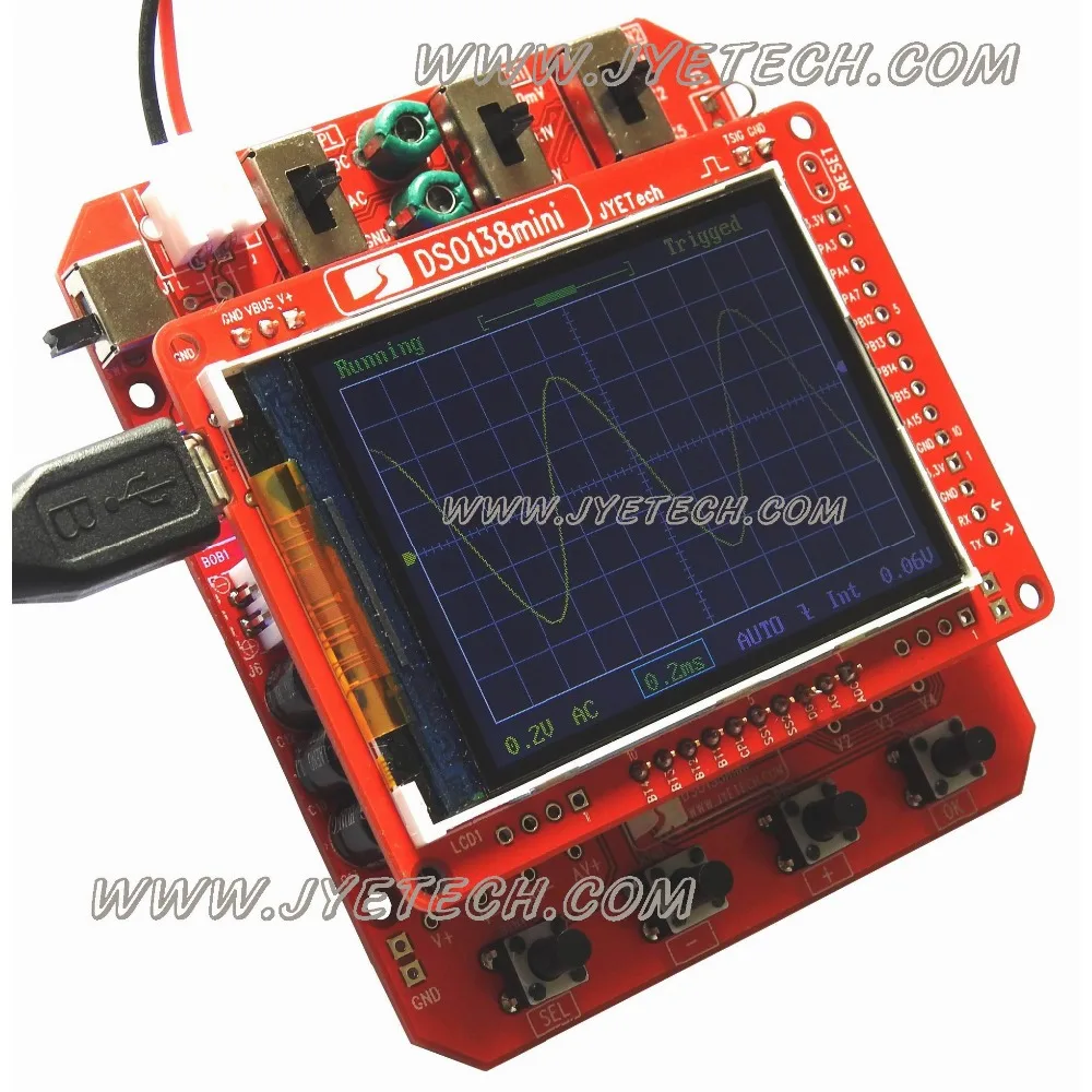 JYETech DSO138mini 2 4 'TFT цифровой Ручной осциллограф DIY Kit с корпусом и зондом BNC