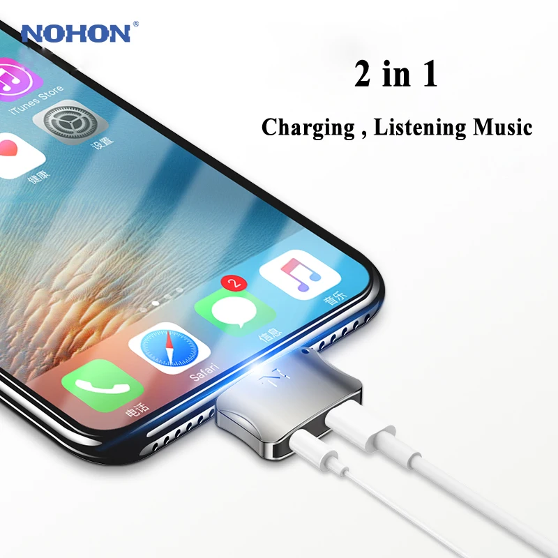 Nohon Headphone Jack Adapter Connector For Lightning iPhone X 8 8P 7 6 6S Plus For 8pin to 3 5mm Earphone Female Aux Audio Cable