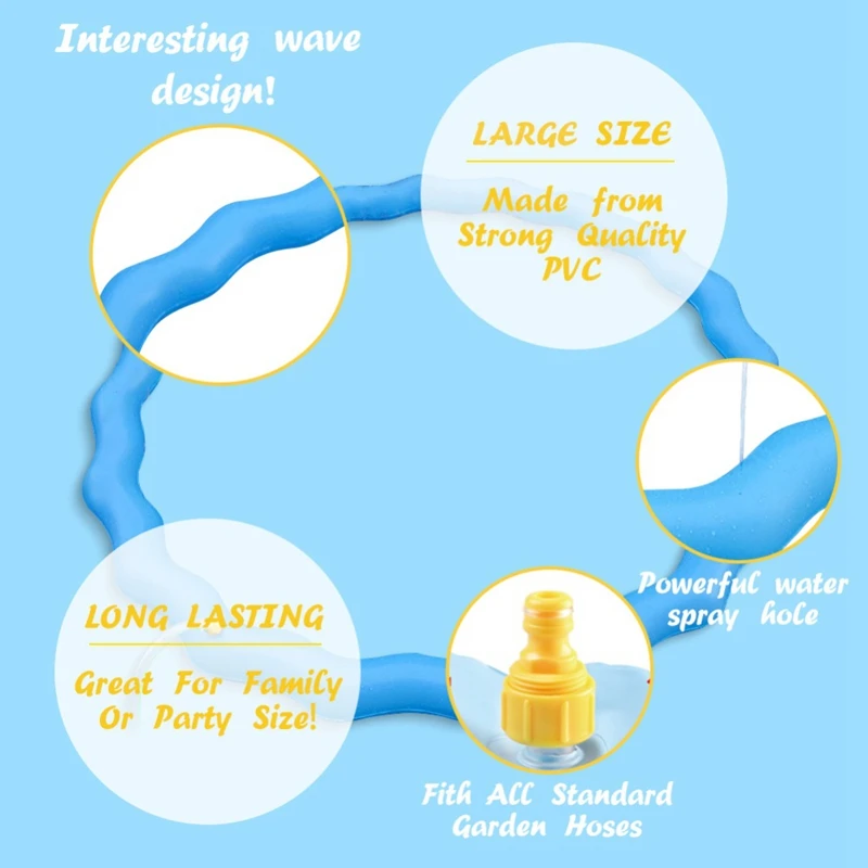 67 дюймов, Летнее Детское напольное водное распылительное кольцо, пластиковое ПВХ надувное водное распыление, круг, детские игрушки для игры в воду, Bea