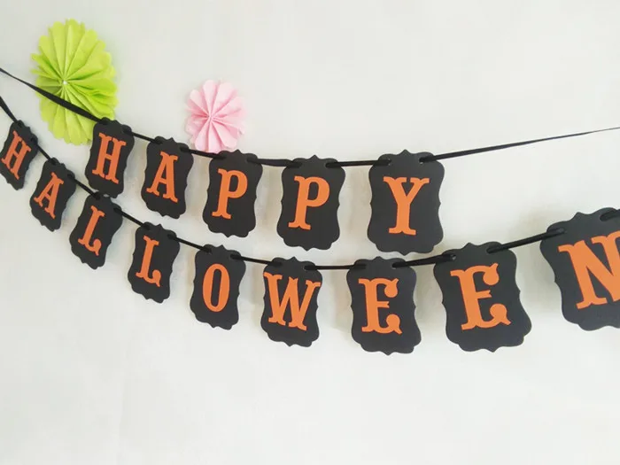 1set kraft paper 3m happy halloween decoration pennant bunting party decoration photo prop banner flag halloween
