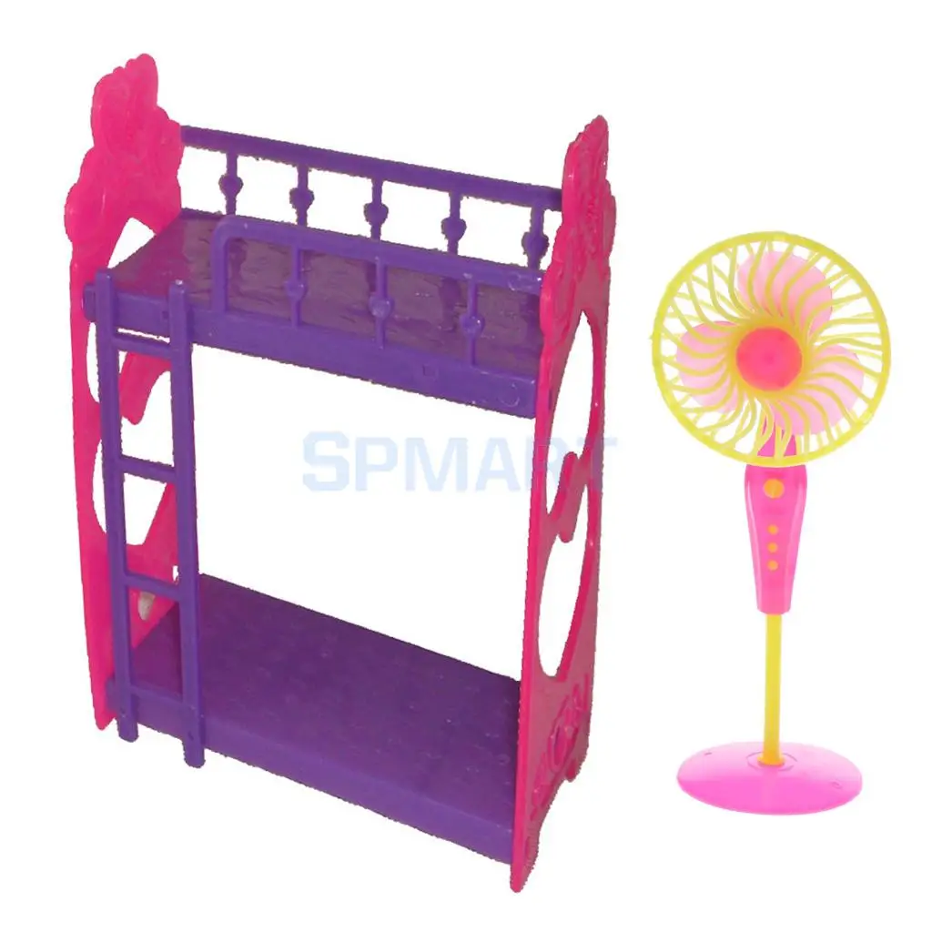 MagiDeal 1/6 Scale Bunk Bed Fan Set Dollhouse Miniature Bedroom Furniture Decoration Children Kids Toys