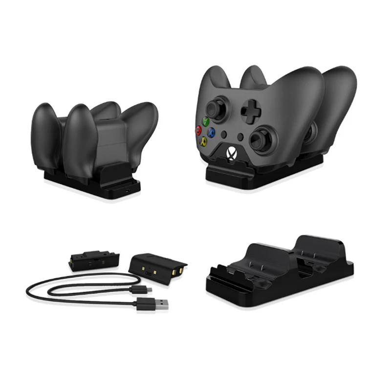DUBAZ For Xbox One Wireless Controller Gamepad Chargeable Batteries with 1 Dual Charging Dock  2 Dock Battery 1 USB Charge Cable