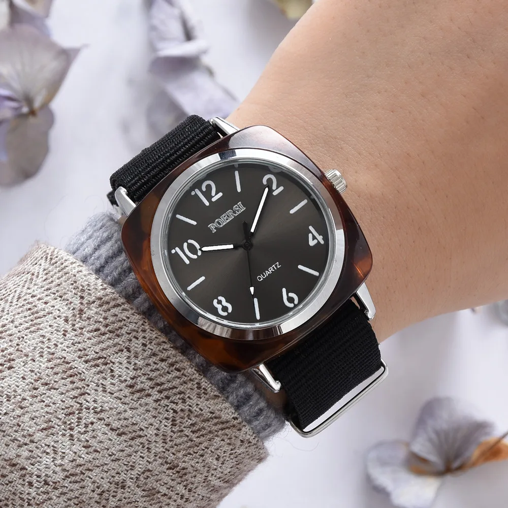 

Waches Women POERSI Casual Quartz Nylon Band New Strap Analog Wrist Watch bayan saat relogios femininos de pulso horloge dames