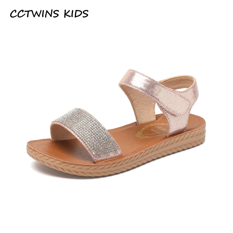 

CCTWINS Kids Shoes 2019 Summer Girls Fashion Beach Shoes Rhinestones Toddler Dress Children Flat Baby Barefoot Sandals BS104