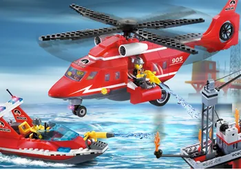 

Enlighten Building Block Fire Rescue Sea Rescue Teams 3 Fireman 404pcs Educational Bricks Toy Boy Gift-No Box