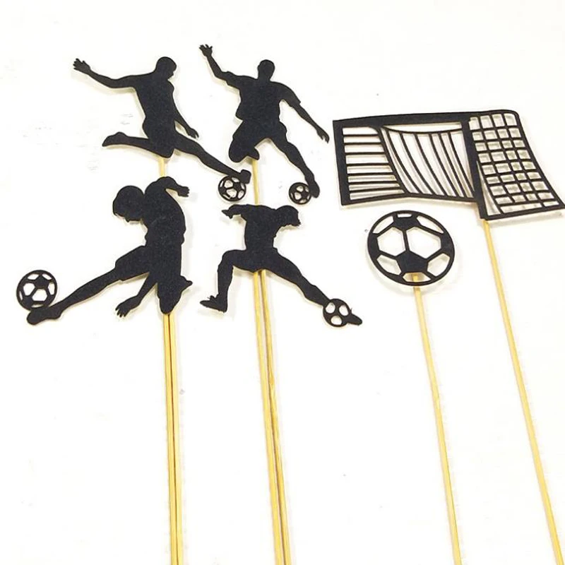 

1 Set Cute Sport Football Black Cake Toppers Happy Birthday Wedding Cupcake Topper Flags Baby Shower Party Cake Decorations