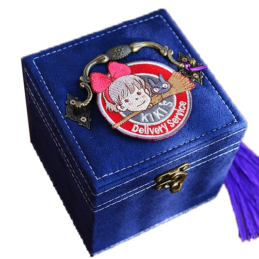

Miyazaki Hayao Anime Kiki's Delivery Service Jewelry Box with Embrodiery Storage Box Case Girl Women Beautiful Gift