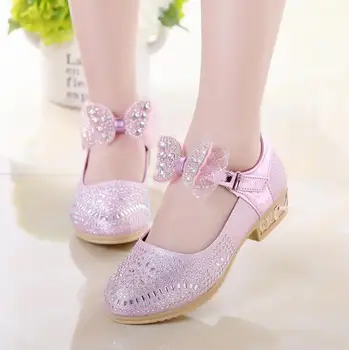 

KKABBYII Children's Shoes For Girls Princess Party Leather Shoes Bow Girl Sequins Shoes Kids Bowtie Dress Shoes Size 26-36