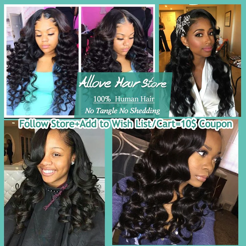 Allove Loose Wave Hair Bundles Indian Hair Bundles 100% Human Hair Extensions Natural Color 1/3/4 Pieces Non Remy Hair Weave Allove Loose Wave Hair Bundles Indian Hair Bundles 100% Human Hair Extensions Natural Color 1/3/4 Pieces Non Remy Hair Weave