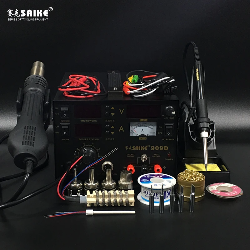 Фото SAIKE 909D 3 в 1 паяльная станция с горячим воздухом Регулируемый источник питания SAIKE 909D 3 в 1 паяльная станция с горячим воздухом Регулируемый источник питания