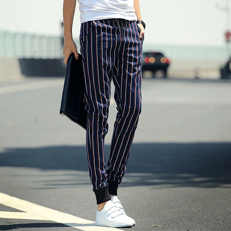 fashion vertical stripes pants feet 