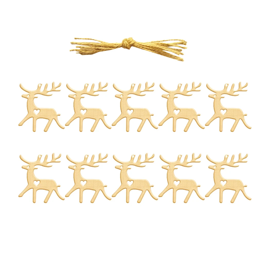 

20pcs Wooden Cutout Deer Shape Christmas Elk Hanging Tag Christmas Tree Home Decoration