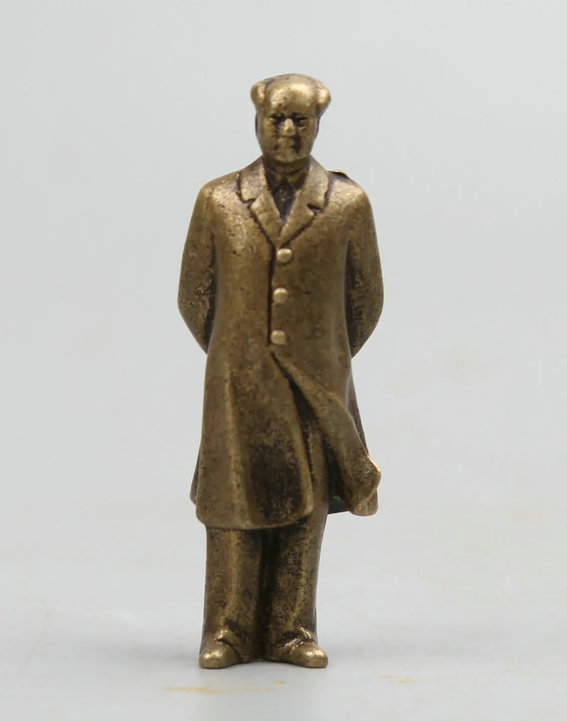 

57MM/2.2" Collection Curio Rare Chinese Fengshui Small Bronze Exquisite Great Leader Mao Zedong Chairman Mao Statue Statuary 53g
