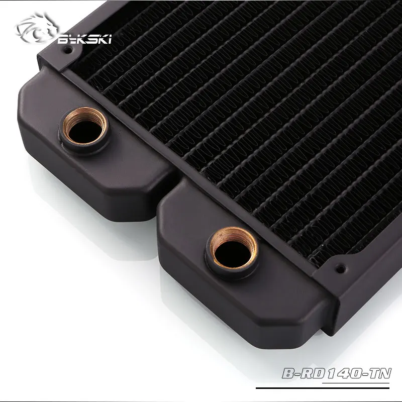 Kaufen BYKSKI 28mm Dicken Kupfer + Messing 140mm Computer Wasser Entladung Flüssigkeit Wärme Tauscher Metall Kühler für 140mm fans G1 4  