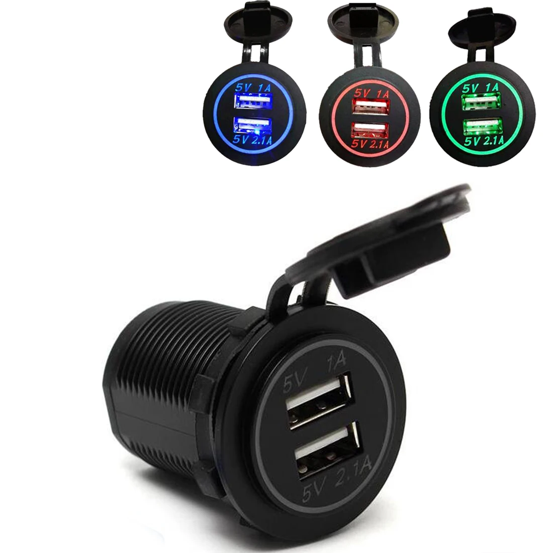 2017 Waterproof Dual Usb Port Car Charger Adapter Dust Proof 5V 2.1A/1A