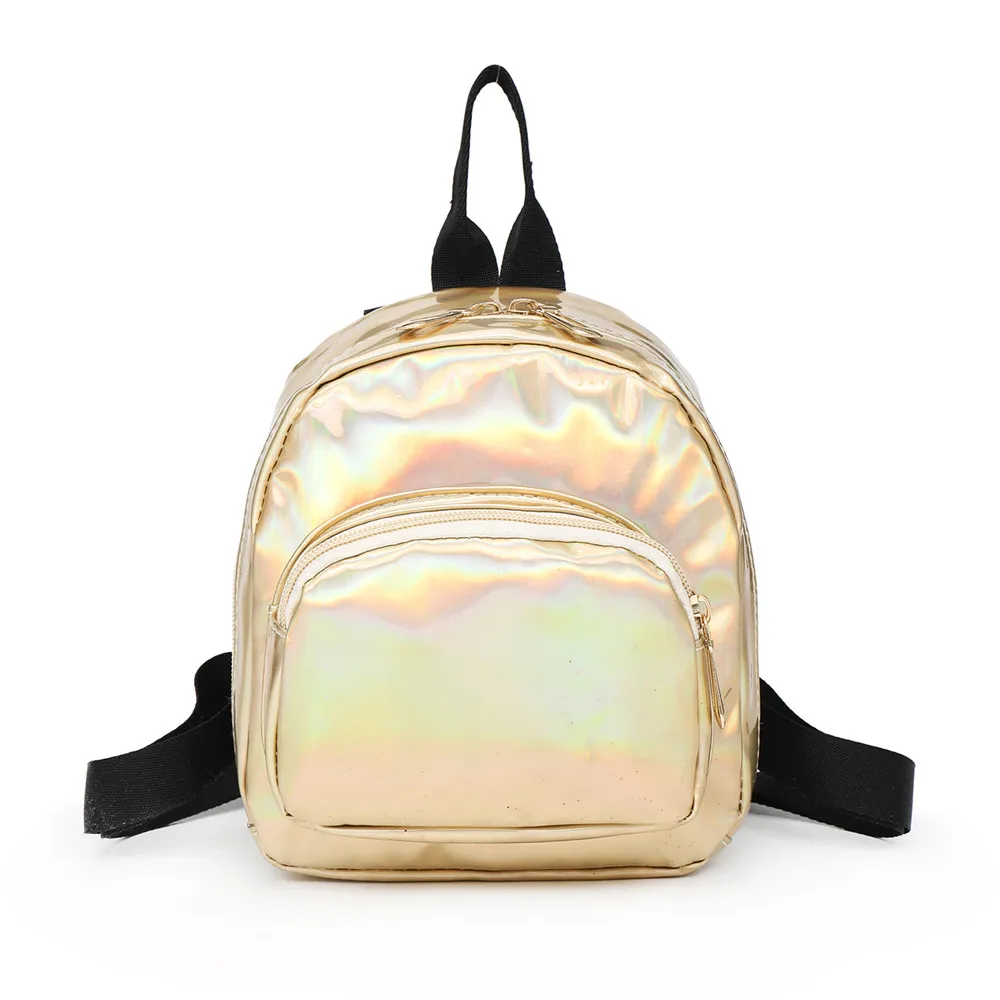 Women Laser Hologram PVC Backpacks Girls Shoulder School Backpack Female Small Leather Holographic Travel Bag Mochila Feminina