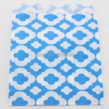 

100pcs Mixed Colors Birthday Buffet Candy Treat Royal Blue Mod Patterned Paper Party Favor Gift Bags