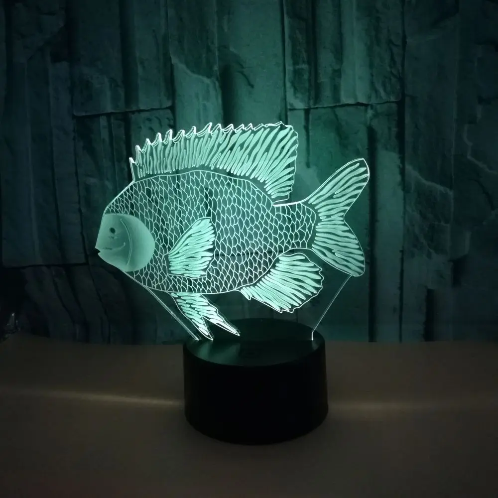 Креативные 3d светодиодные настольные лампы в виде рыбы семи цветов постепенное
