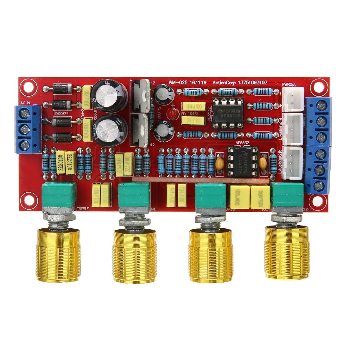 

NE5532 Preamp Pre Amplifier Audio Adjustment Plate HIFI Amplifier Preamplifier Volume Tone Control Board
