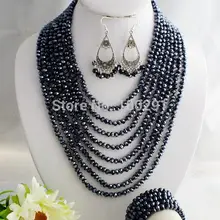 Мода 8 строк кристалл комплект ювелирных изделий, Африканские свадебные бусы ожерелье MN-1183