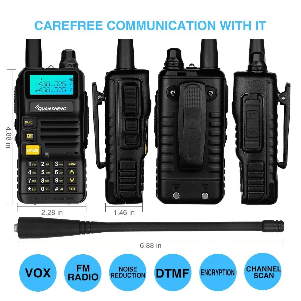 Quansheng UV-R50 портативная рация VHF UHF Двухдиапазонная портативная рация UVR50 с 2 полосами UV R50 UV-5R 5 Вт трансивер Huntin